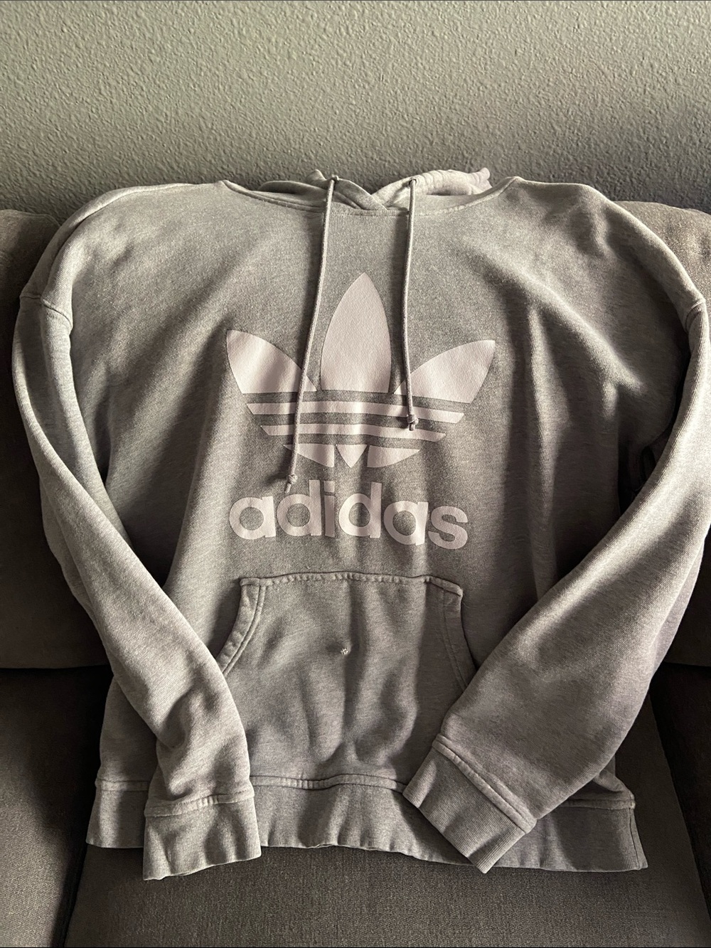 Grey Men Adidas trifold hooded sweatshirt